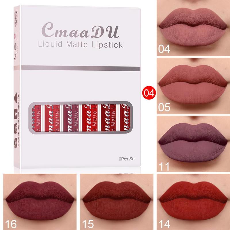 Long Lasting Matte Liquid Lipstick (6 Counts set), Moisturizing Non-stick Cup Lip Gloss, For All Occasions Lip Makeup