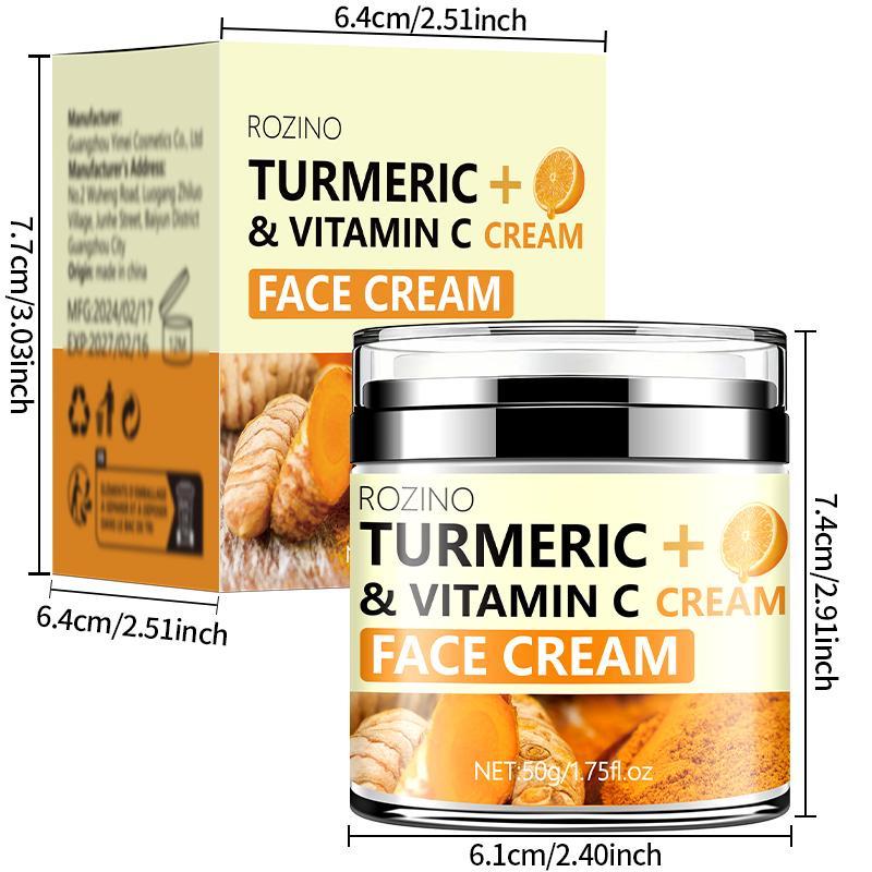 Turmeric + Vitamin C Moisturizing Face Cream, Deeply Moisturize, Tighten, Smooth and Improve Facial Skin, Leaving Skin Firm, Delicate and Elastic, Skincare Product, Christmas, Christmas Gift