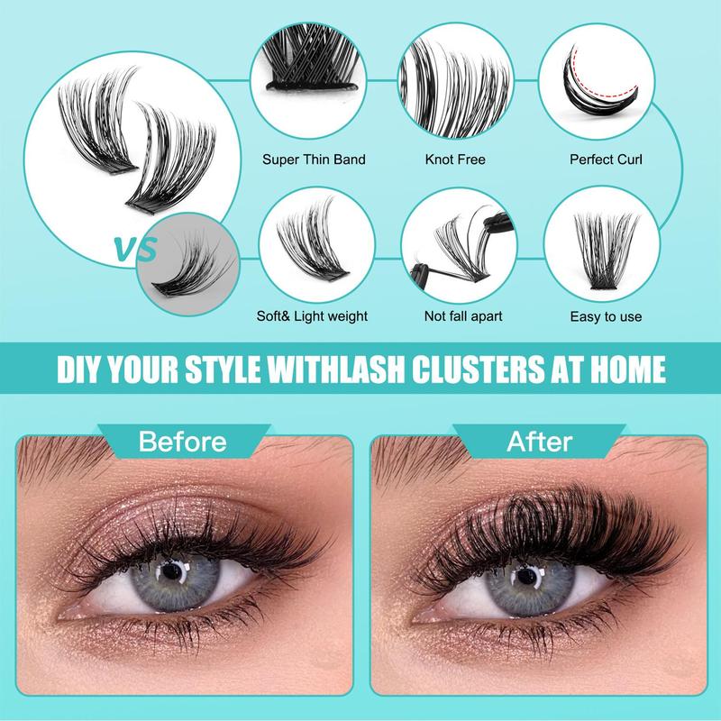 Individual False Eyelashes Kit, 1 Box Natural Look Eyelash Extensions, Self Grafting Curl Eyelashes, Eye Makeup Enhancement False Eyelashes for Women