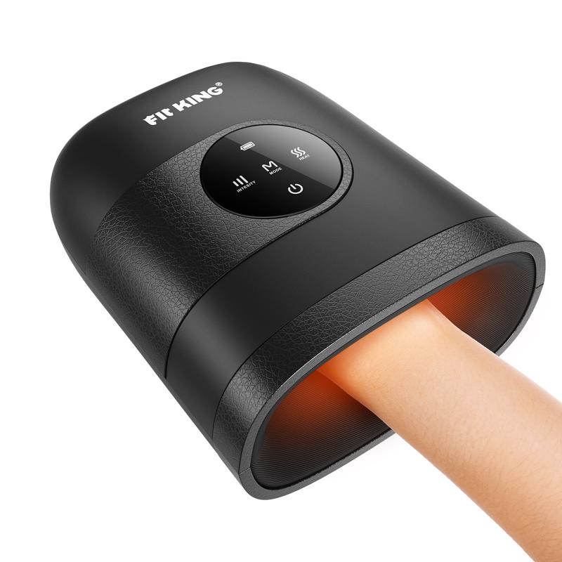 Hand Massager with Heat for Hand Massage and Finger Relief - Cordless & Portable & Touch Screen -  Gifts for Women Men Parents - Black