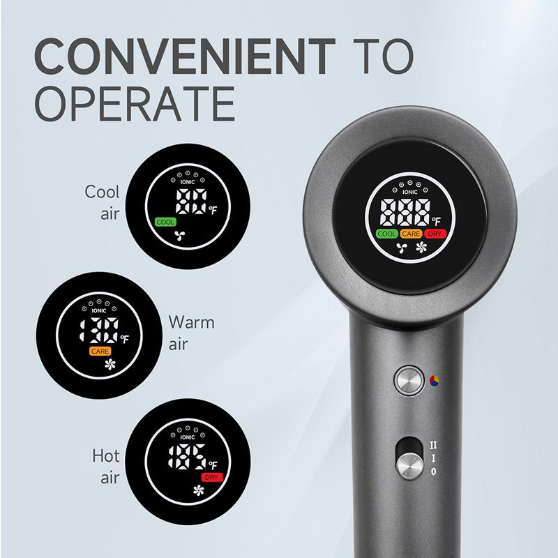 OuDim Hair Dryer with Digital Display, High Speed11000RPM, 4 Level Temperature Speed Settings, Double air Filter, Low Noise, Lightweight