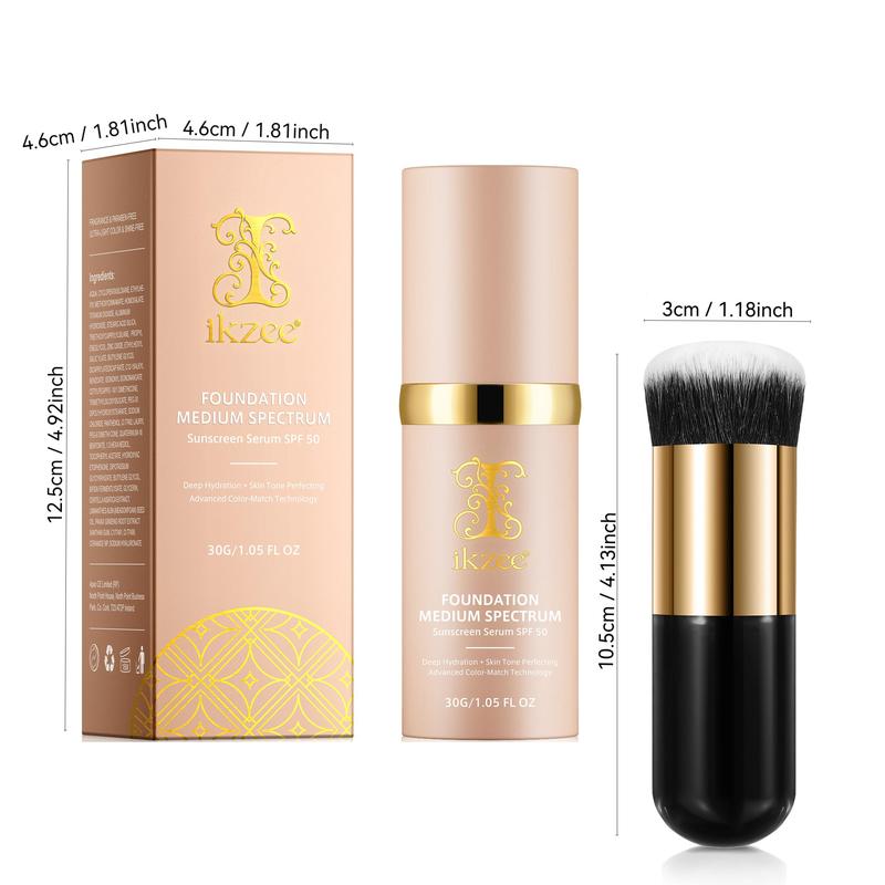 IKZEE FOUNDATION MEDIUM SPECTRUM-30g box, 4 in 1 color changing liquid foundation for face makeup, full coverage, moisturizing formula, face beauty, suitable for daily use - holiday gift, send mother, wife, girlfriend, friend