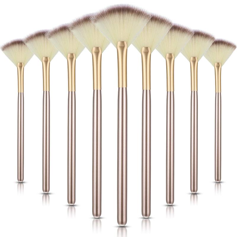 9 Pieces Facial Brushes Fan Mask Brushes, Soft Facial Applicator Brushes Tools for Peel Glycolic Mask Makeup for Mud Cream (Pink)