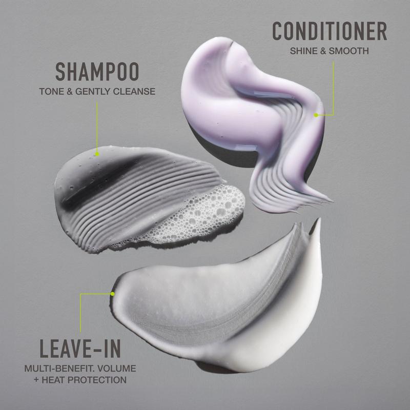 Silverist 3-Step System: Shampoo, Conditioner & Leave-In Serum. For Gray, Silver, White + Blonde tones. Hyaluronic Acid, Niacinamide + Rice Protein.