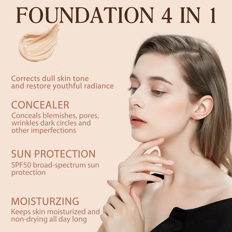 IKZEE FOUNDATION MEDIUM SPECTRUM-30g box, 4 in 1 color changing liquid foundation for face makeup, full coverage, moisturizing formula, face beauty, suitable for daily use - holiday gift, send mother, wife, girlfriend, friend