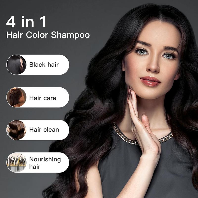 Hair Dye Shampoo Coverage Gray for Women & Men, Hair Color Shampoo 4 in 1 Long Lasting Professional Hair Care 500ML