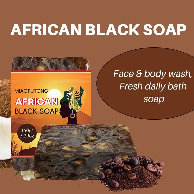 AMOCOCO Handmade African Black Soap - Natural Soap with Shea Butter and Aloe Vera, Body Cleaning  Face Cleaning Bath Soap Body Care Cleanser