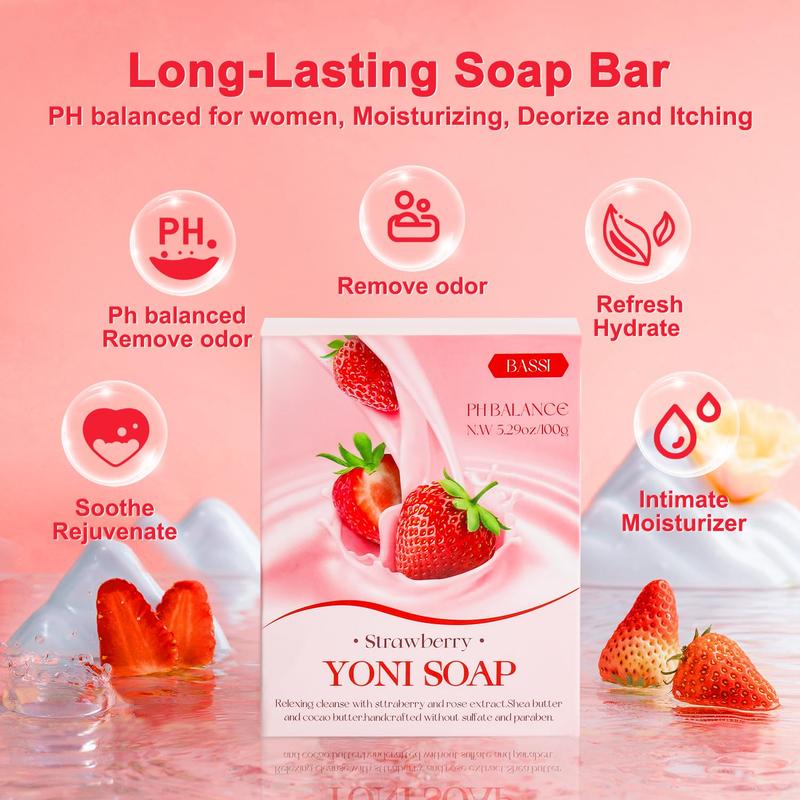 Wash for Vaginal Ph Balance Remove Odor Moisturizing, 1 Fl.Oz Feminine Oil & 5.07 Fl.Oz Vaginal Wash 5.29OZ Soap Bar, Strawberry Scent