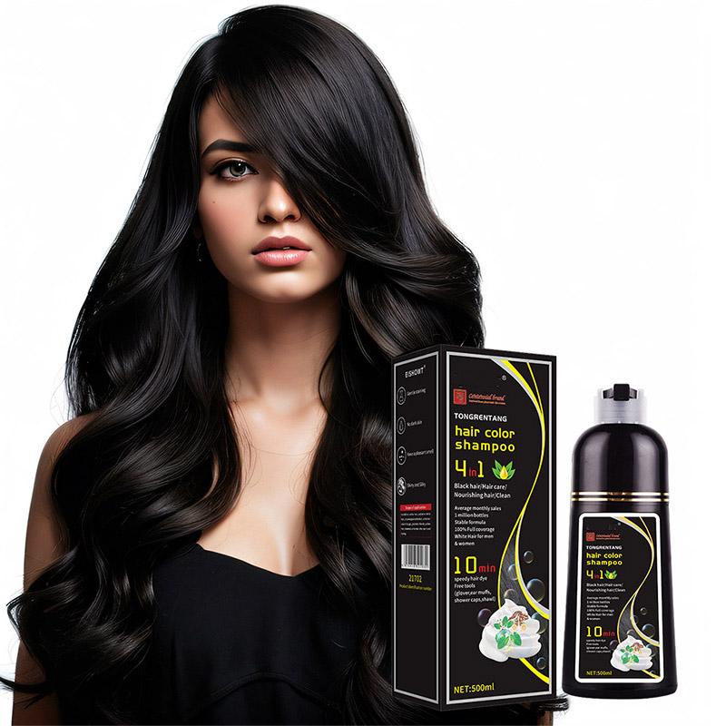 Hair Dye Shampoo Coverage Gray for Women & Men, Hair Color Shampoo 4 in 1 Long Lasting Professional Hair Care 500ML