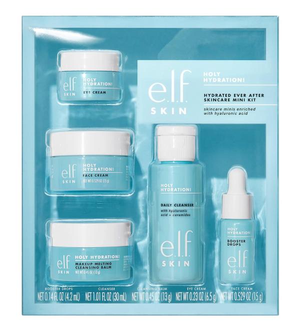 e.l.f. SKIN Hydrated Ever After Mini Kit: Cleanser, Makeup Remover, Moisturizer & Eye Cream for Hydrated Skin, Travel-Friendly Sizes