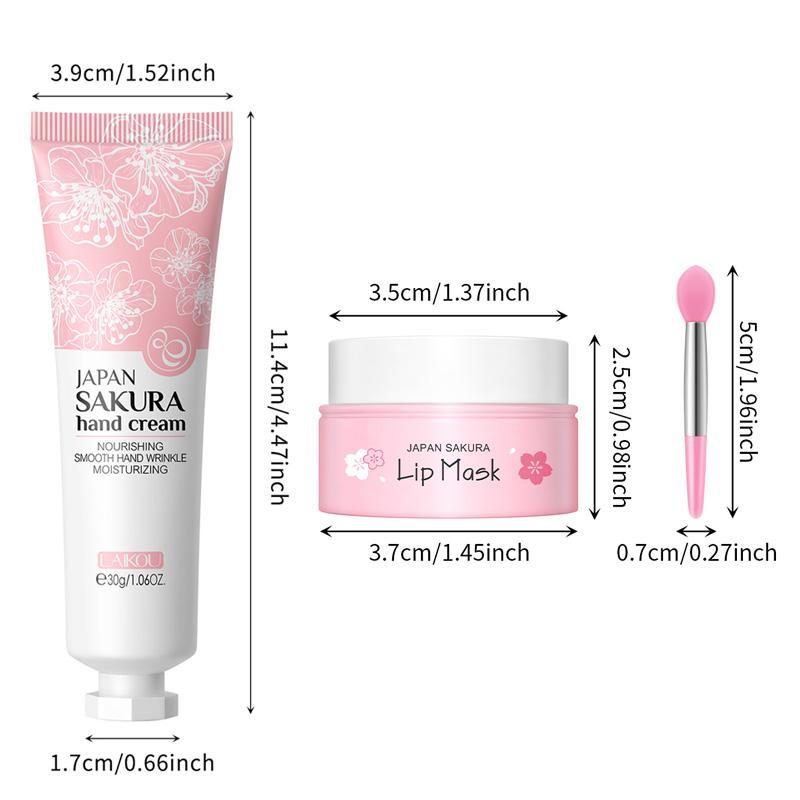 Sakura Facial Care Set (8 Counts set), Cleanser & Eye Cream & Essence & Toner & Lotion & Lip Mask & Face Cream & Hand Cream, Skin Care Kit for Women