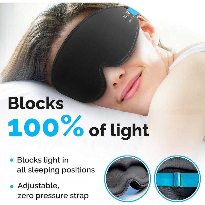 Sleep Mask - 100% Blackout Sleeping Mask for Women, Men and Side Sleepers - Premium Memory Foam, 3D Sleeping Eye Mask for Zero Eye Pressure, Eyelash Friendly, Soft & Breathable Design