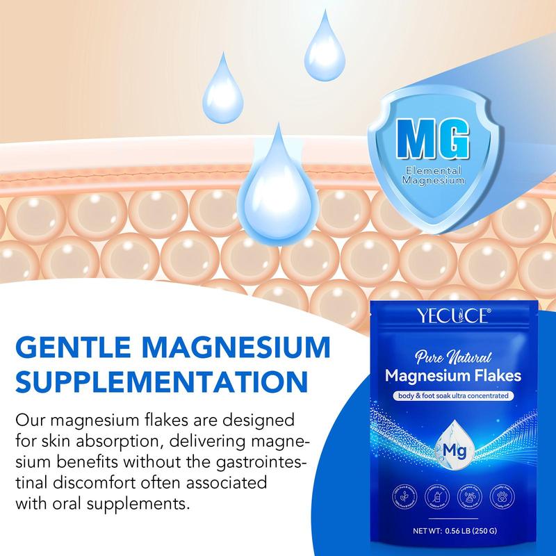 Magnesium Flakes, 1 Pack Moisturizing & Deep Cleansing Body Washing Flakes, Multi-functional Shower Flakes for Body Bathing & Footbath