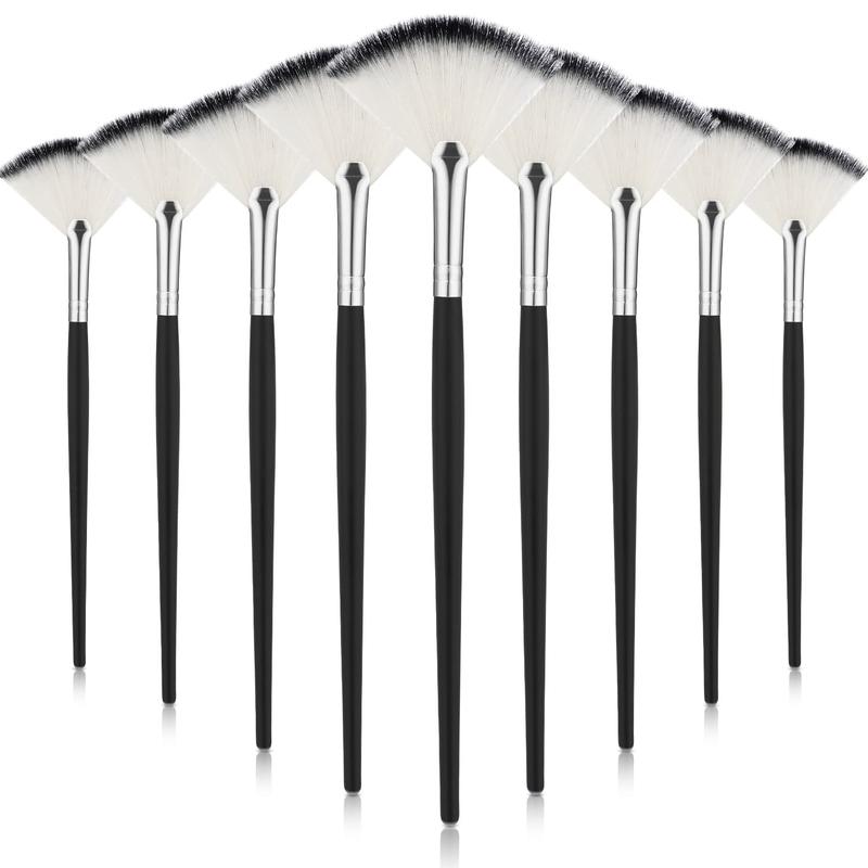 9 Pieces Facial Brushes Fan Mask Brushes, Soft Facial Applicator Brushes Tools for Peel Glycolic Mask Makeup for Mud Cream (Pink)