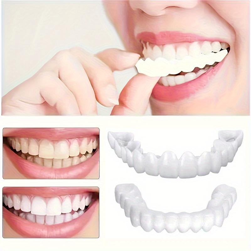 2pc 2 piece Flexible upper and lower dentures covered with perfect white veneers, comfortable fit, denture accessories suitable for men and women, whitening to enhance confidence