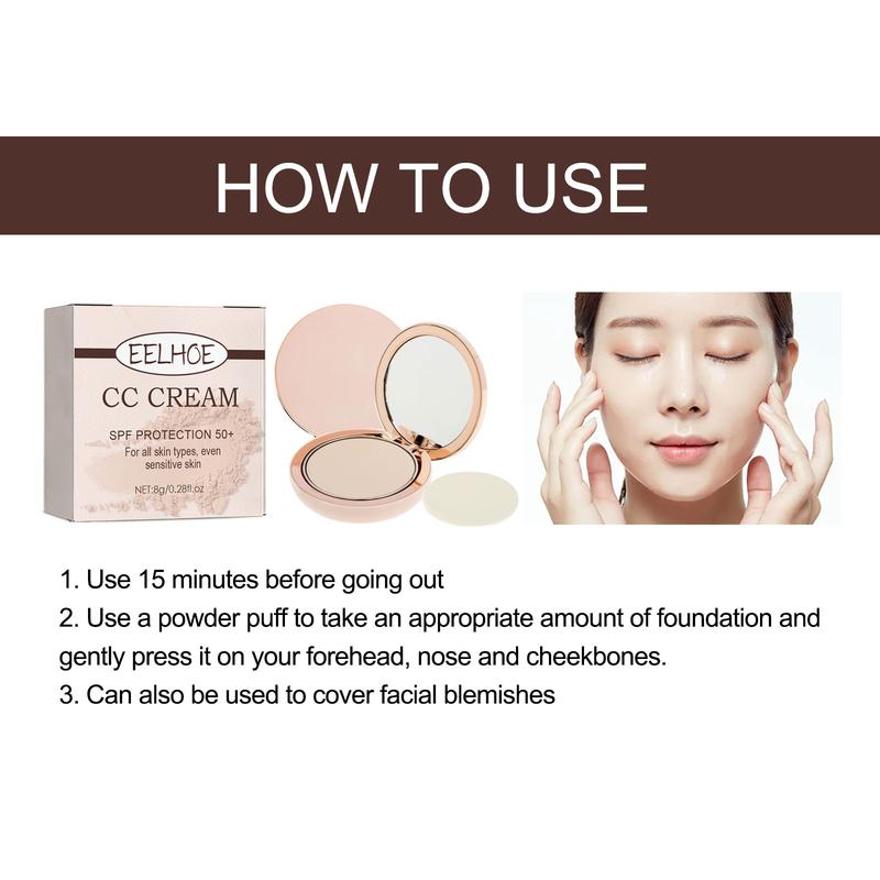 Air Cushion CC Cream Foundation with SPF 50, Cushion Foundation Full Coverage Moisturizing BB Cream Makeup Long Lasting Matte Concealer for All Skin Types