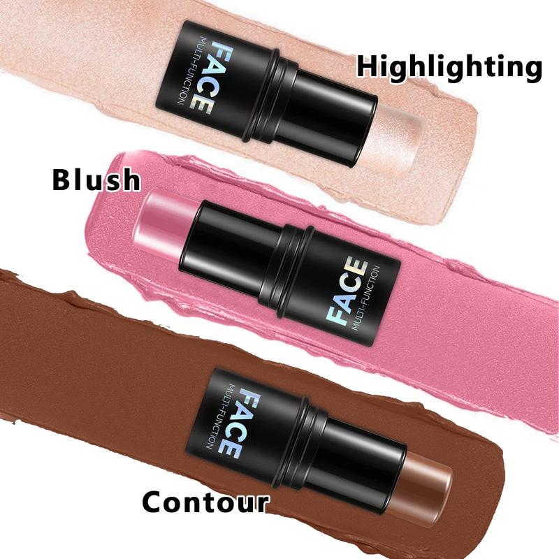 3Pcs Cream Contour Stick Kit (LIGHT MEDIUM): Long-Lasting, Waterproof for Cheek Sculpting