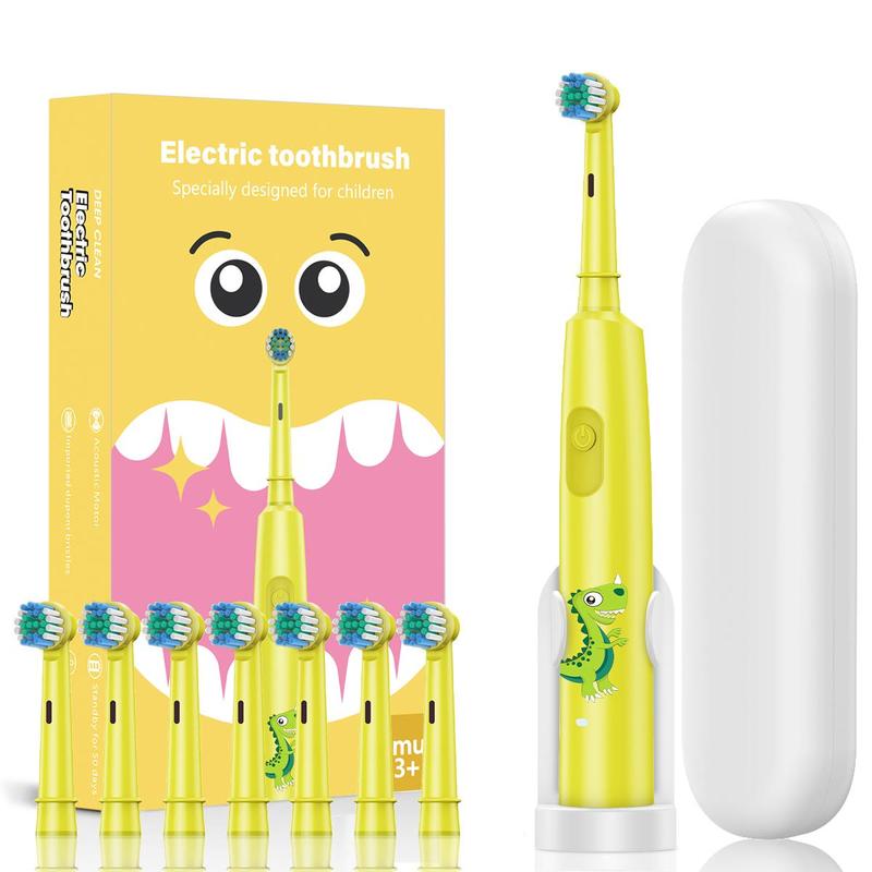 Electric Toothbrush Set, 1 Count Electric Soft Bristles Toothbrush & 8 Counts Replacement Brush Head & 1 Count Travel Box, Oral Care Product for Kids, Christmas Gift