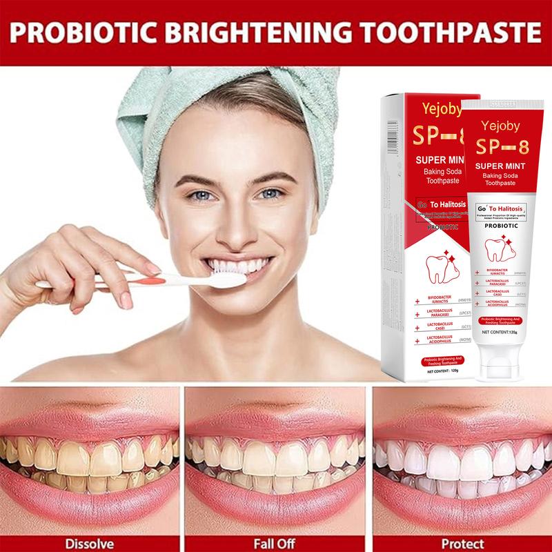 (3 Counts only 19.99$) SP-8 Triple Whitening Probiotic Whitening Toothpaste, Free of Fluoride, Hydroxyapatite, Anti plaque, Oral Health Management,sp-8,sp-6,sp8,sp6