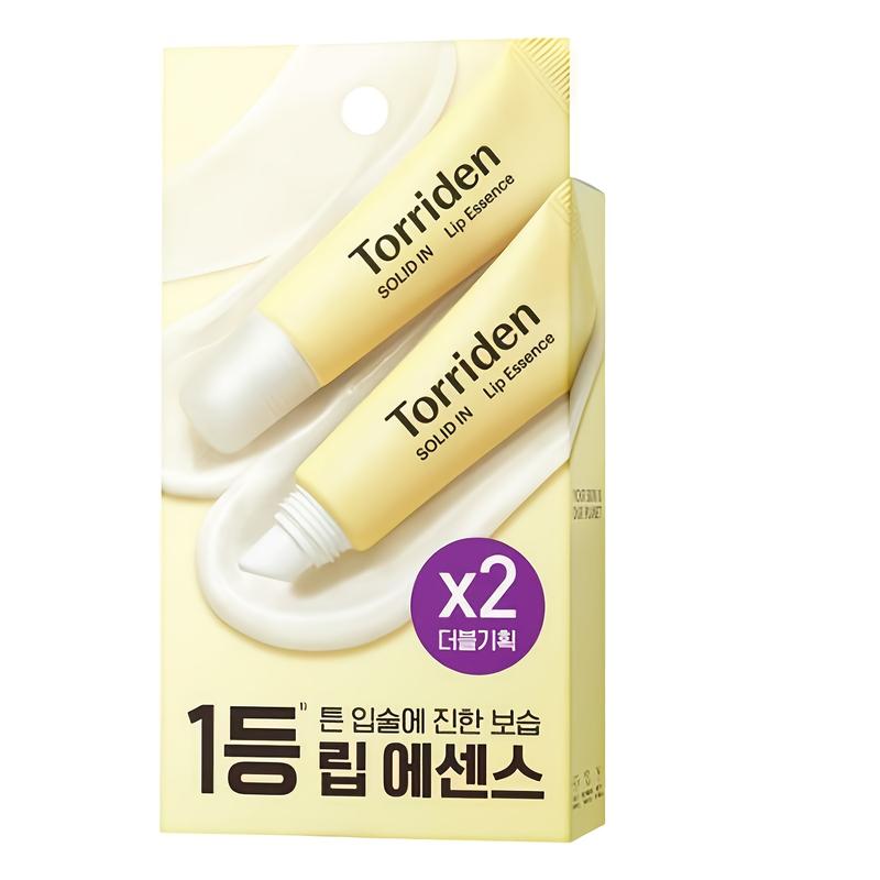 2-Pack Torriden SOLID IN Ceramide Lip Essence, 0.37 Oz Each - Unisex Hypoallergenic Lip Balm for Dry Skin, Natural Finish with Glycerin, Jojoba Seed Oil, Ceramides & Fuligo Wax for Glowy, Plumped Lips