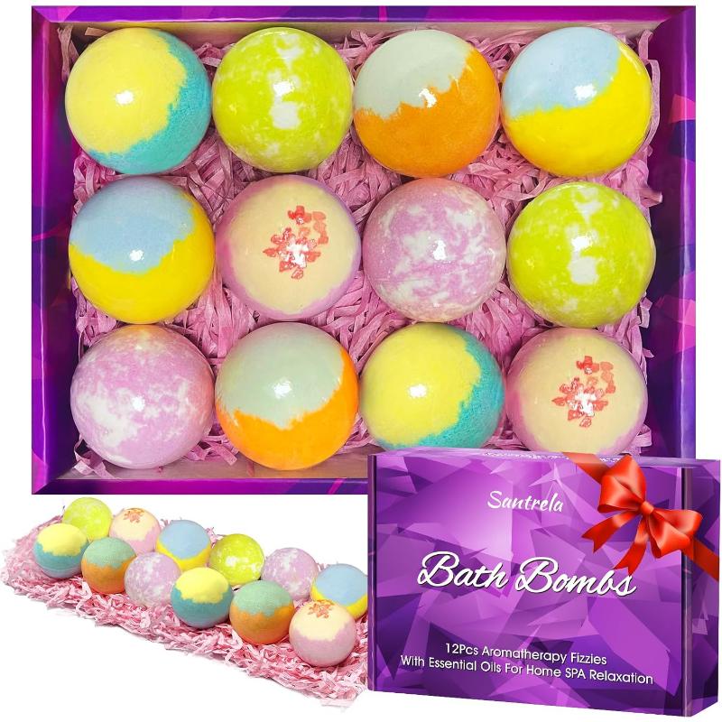 Luxury Organic Bath Bombs Gift Set – 20 Handmade with Essential Oils, Cocoa, Shea, Moisturizing & Relaxing Aroma Body Wash