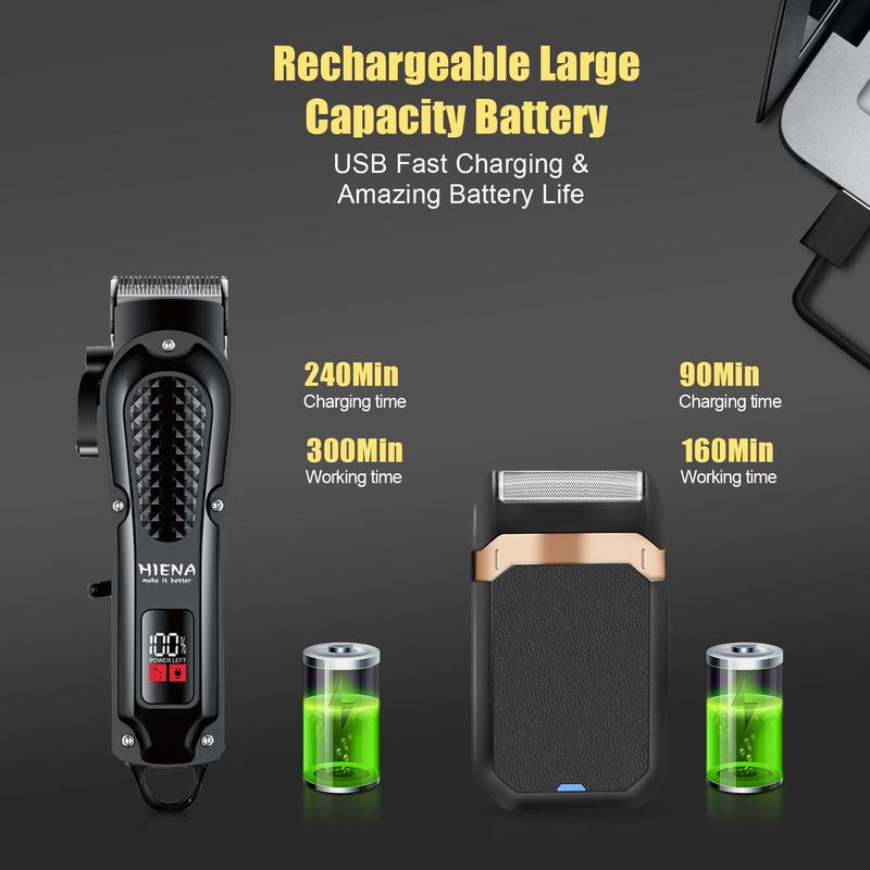 Hair Clipper & Shaver Set, 1 Box Rechargeable Hair Trimmer & Accessories, Professional Hair Trimmer for Men, Great Christmas Gift for Him