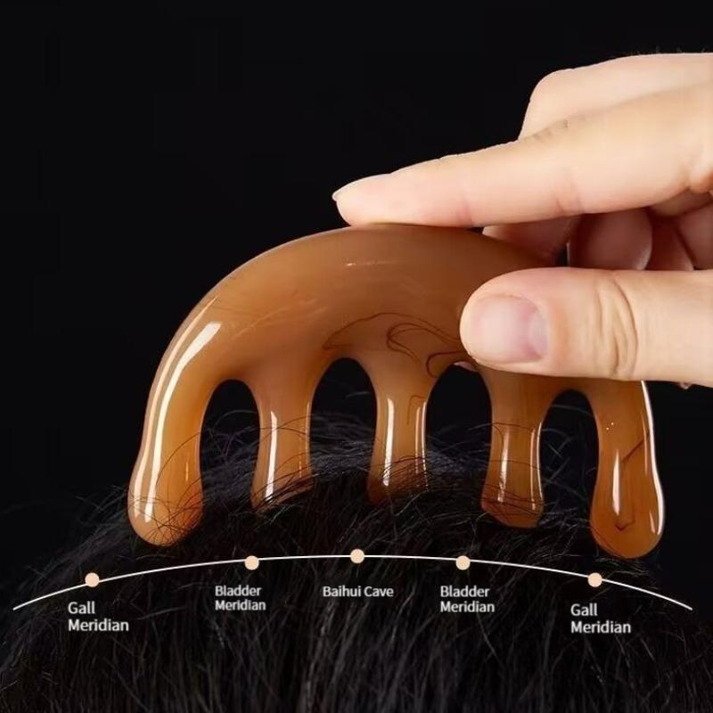 Unisex Scalp Massager, Round Teeth Massage Comb, Guasha Comb for Head Scalp Neck Leg Arms & Body Muscle Relaxing, Hair Products, Manual Massaging Brush for Women and Men