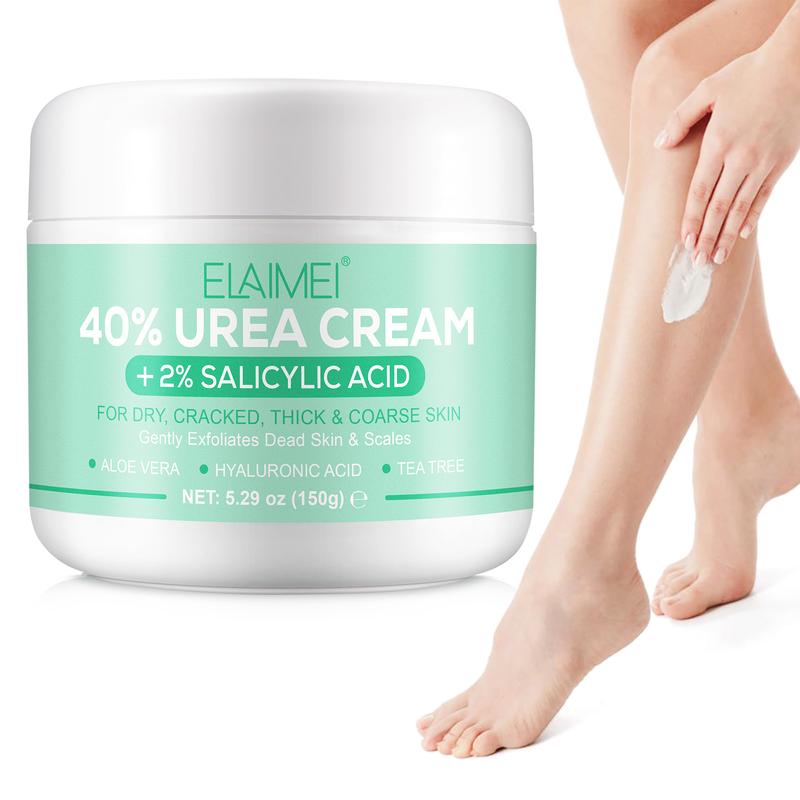 ELAIMEI Urea Cream 40% for Feet Plus 2% Salicylic Acid - Foot & Hand Cream with Tea Tree & Aloe Vera for Deep Moisturizing, Hydrate, Callus Remover, 5.29 oz