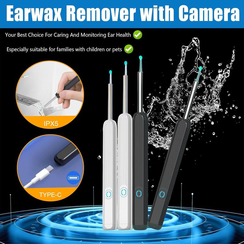 Wireless WiFi Smart Phone HD Earwax Removal Tool, 1 Box Ear Cleaning Kit with Replacement Silicone Ear Spoons, Ear Wax Removal Products