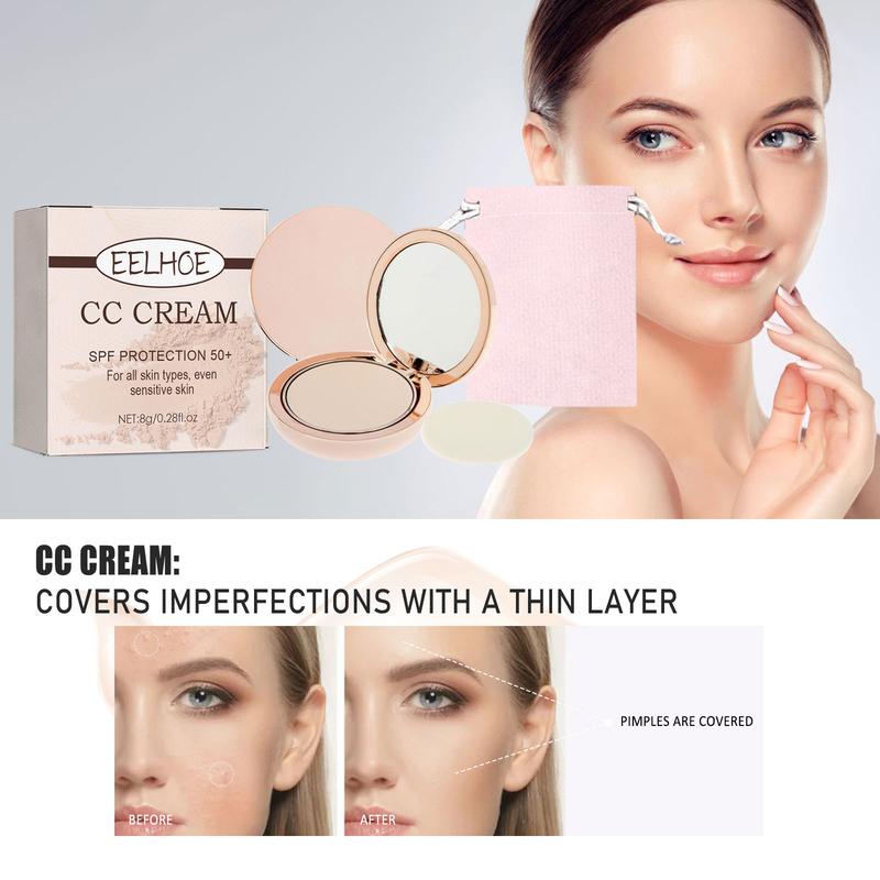 Air Cushion CC Cream Foundation with SPF 50, Cushion Foundation Full Coverage Moisturizing BB Cream Makeup Long Lasting Matte Concealer for All Skin Types