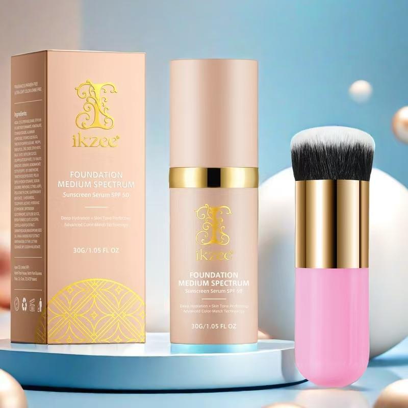 IKZEE FOUNDATION MEDIUM SPECTRUM-30g box, 4 in 1 color changing liquid foundation for face makeup, full coverage, moisturizing formula, face beauty, suitable for daily use - holiday gift, send mother, wife, girlfriend, friend