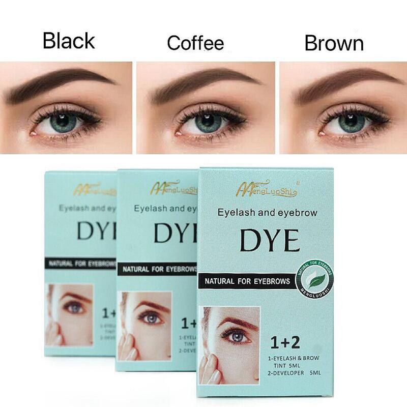 Eyebrow Dye Kit, Long-Lasting Eyebrow Cream with Mini Eyebrow Brushes Tweezers & Eye Patches, Easy Applying Eyebrow Tinting Kit