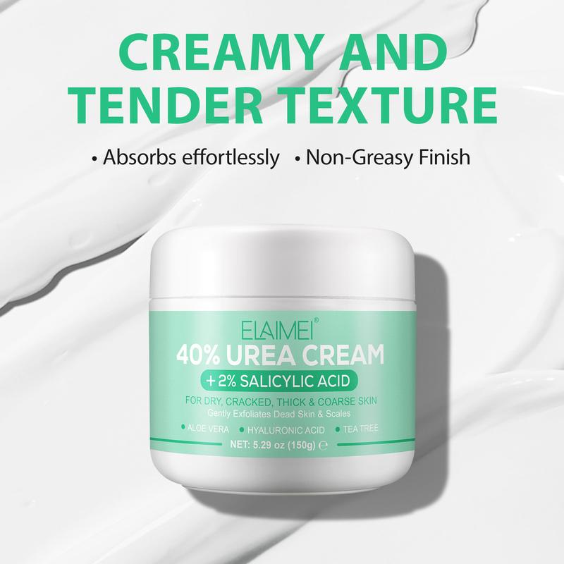 ELAIMEI Urea Cream 40% for Feet Plus 2% Salicylic Acid - Foot & Hand Cream with Tea Tree & Aloe Vera for Deep Moisturizing, Hydrate, Callus Remover, 5.29 oz