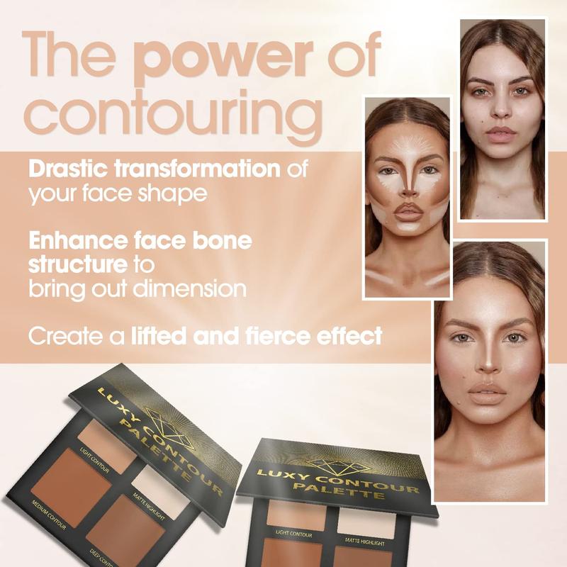 Contour Palette Powder Contour Kit - Contouring Makeup Palette With Mirror - 4 Highly Pigmented Matte Colors For Contouring And Highlighting - Vegan, Cruelty Free And Hypoallergenic