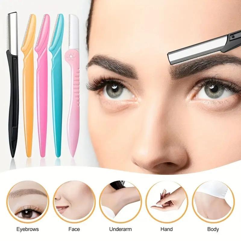 Eyebrow Razor Set, 13pcs set Stainless Steel Eyebrow Shaver with Safety Cover, Facial Hair Shaving Tool, Eyebrow Trimmer, Makeup Tool for Women