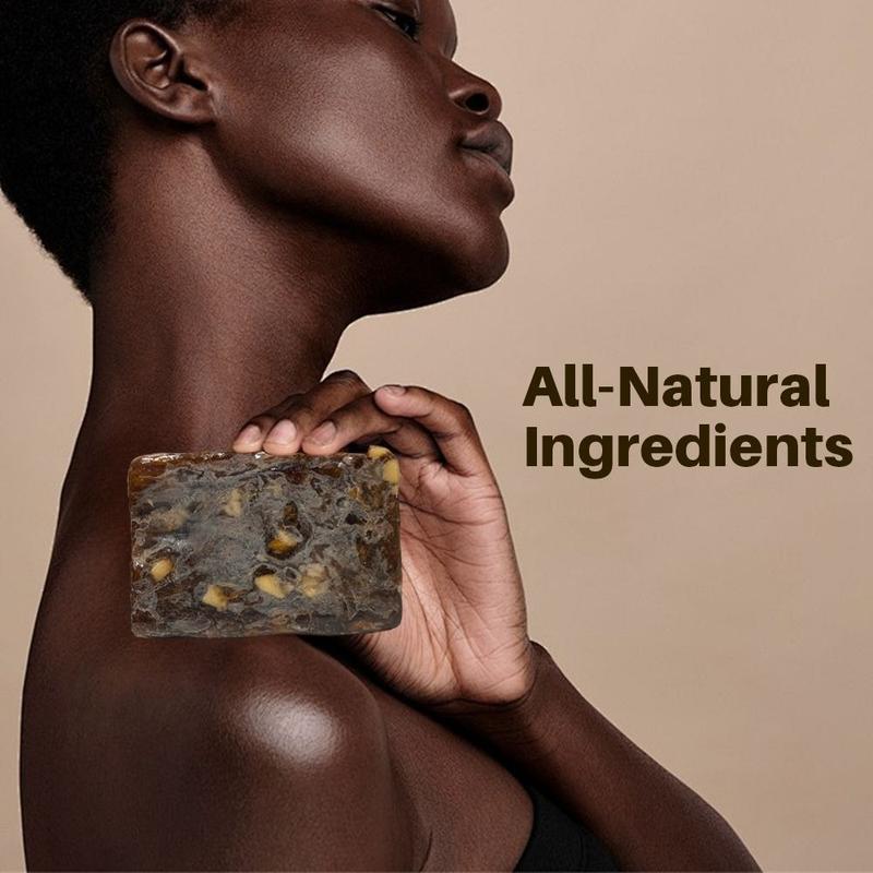 AMOCOCO Handmade African Black Soap - Natural Soap with Shea Butter and Aloe Vera, Body Cleaning  Face Cleaning Bath Soap Body Care Cleanser